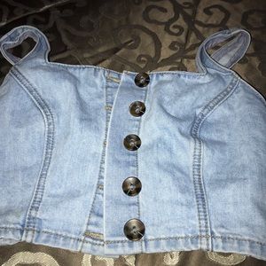 Button Up Vest Crop Top